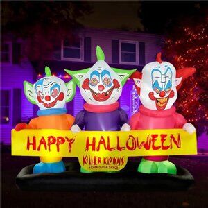 6ft Long Halloween Inflatable Three Killer Clowns Decoration Blow